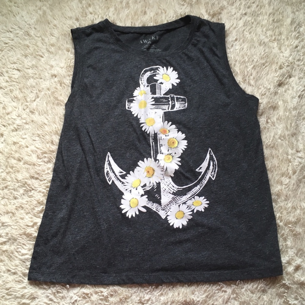 🍉3/$15 AWAKE Anchor + Flower Tank Top